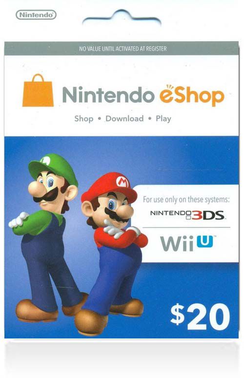 CARTÃO NINTENDO 3DS / WII U SHOP / SWICH (CASH CARD) $20 - GCM